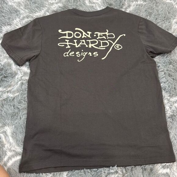 NWT Ed Hardy Men Eagle Battle T-shirt (Charcoal) size small - Picture 3 of 7